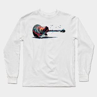 Vintage Japan Guitar Gifts Guitarist Musician Concert Guitar Long Sleeve T-Shirt